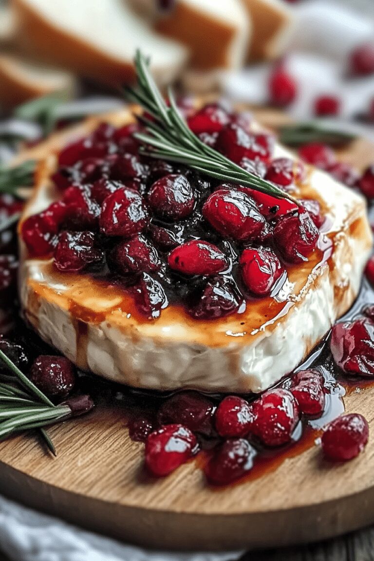 Baked Brie with Honey Balsamic Cranberry Sauce