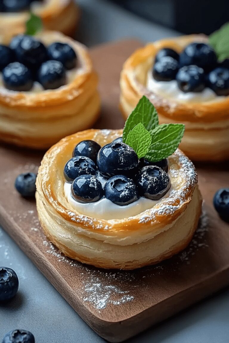 Blueberry Pastry Rings with Vanilla Cream Filling