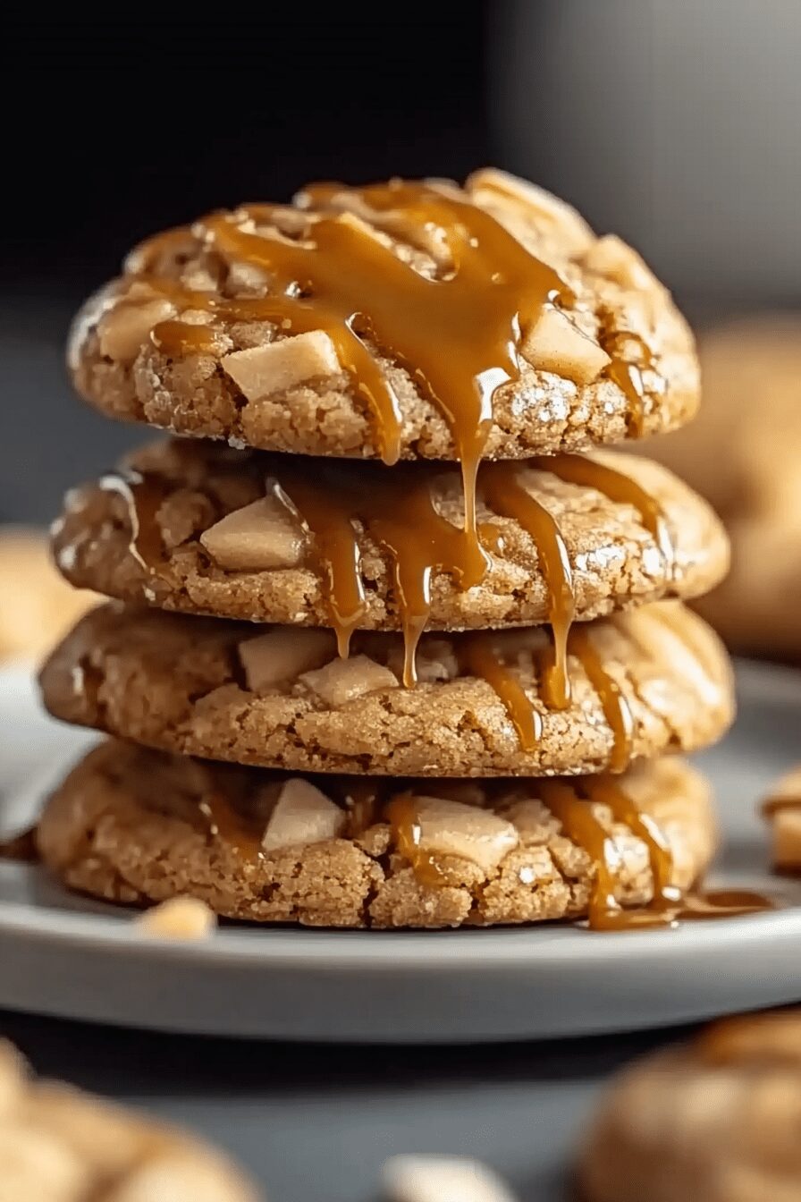Caramel Drizzled Apple Cinnamon Cookies