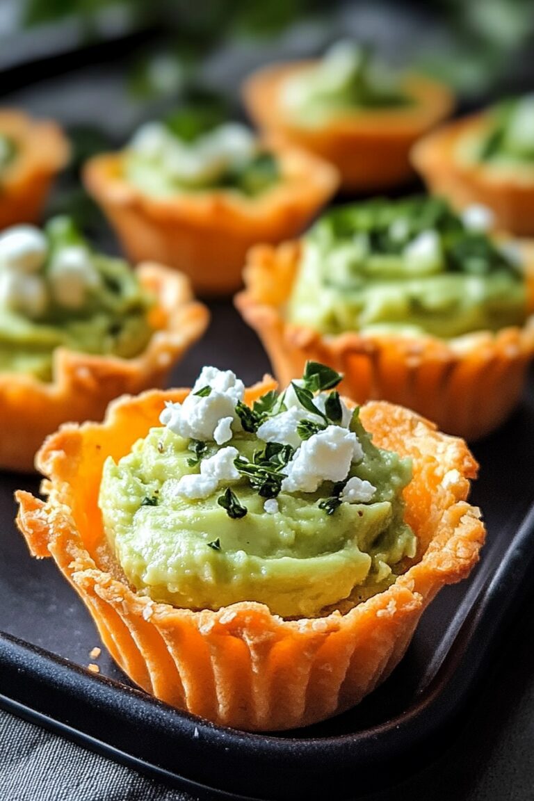 Cheddar Cups with Avocado Feta Mousse
