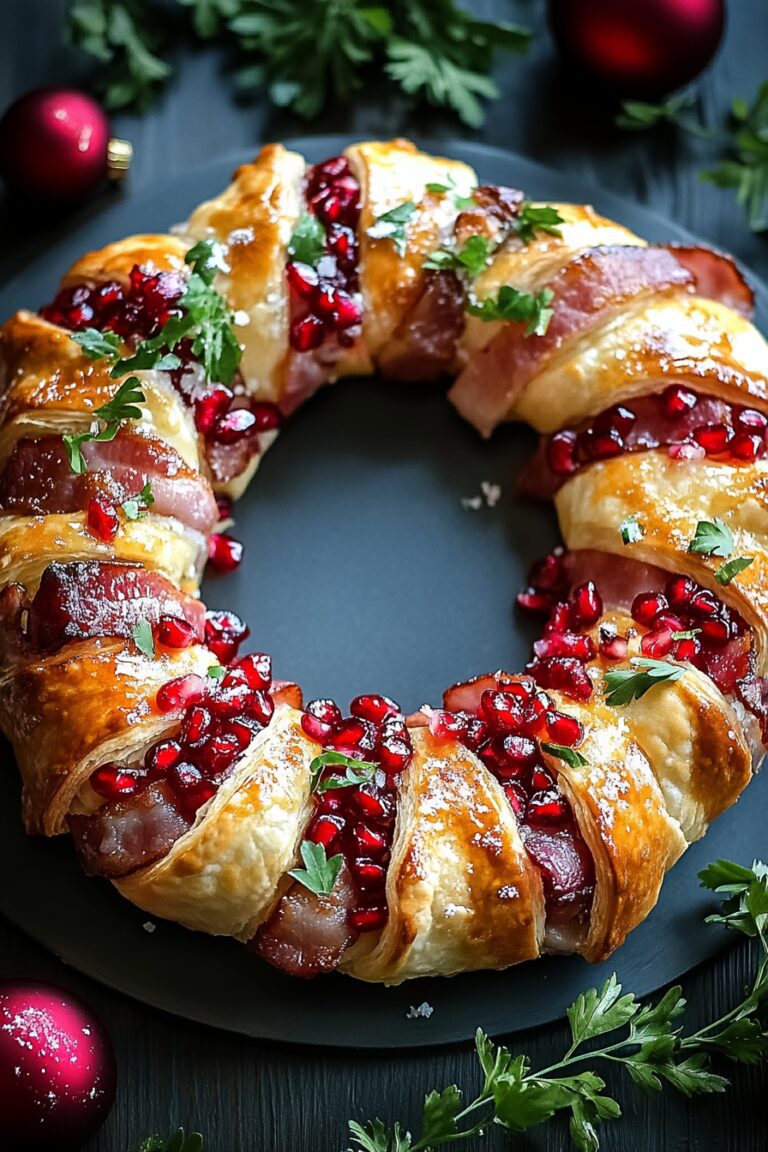 Christmas Bacon Pomegranate Pastry Wreath