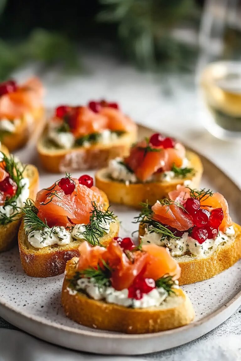 Christmas Crostini with Smoked Salmon