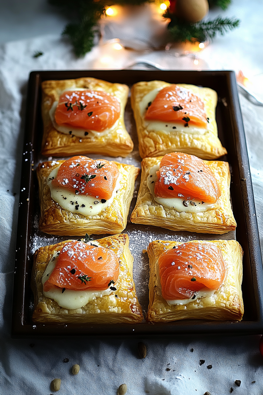 Christmas Smoked Salmon Cheese Puff Pastry Pockets