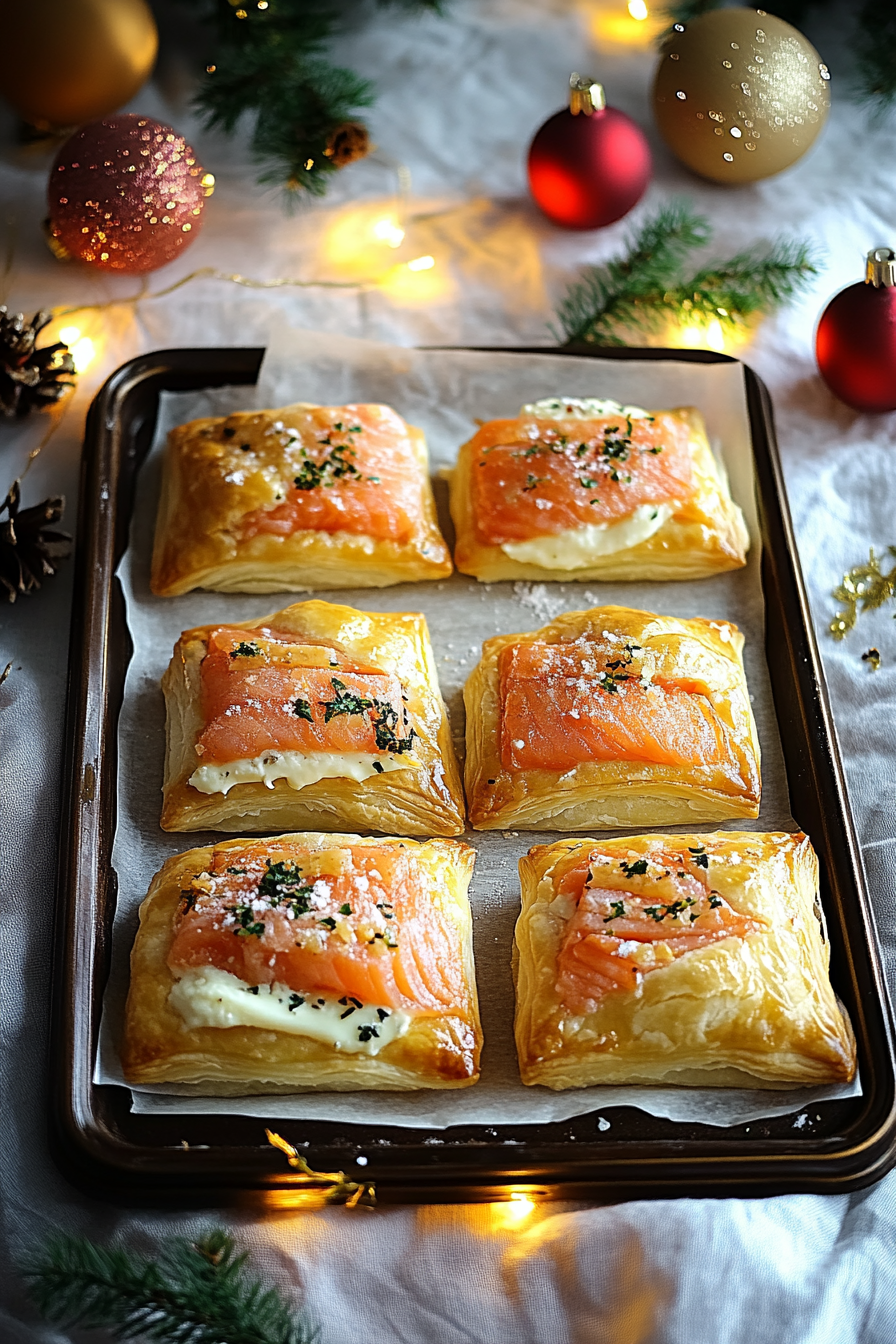 Christmas Smoked Salmon Cheese Puff Pastry Pockets
