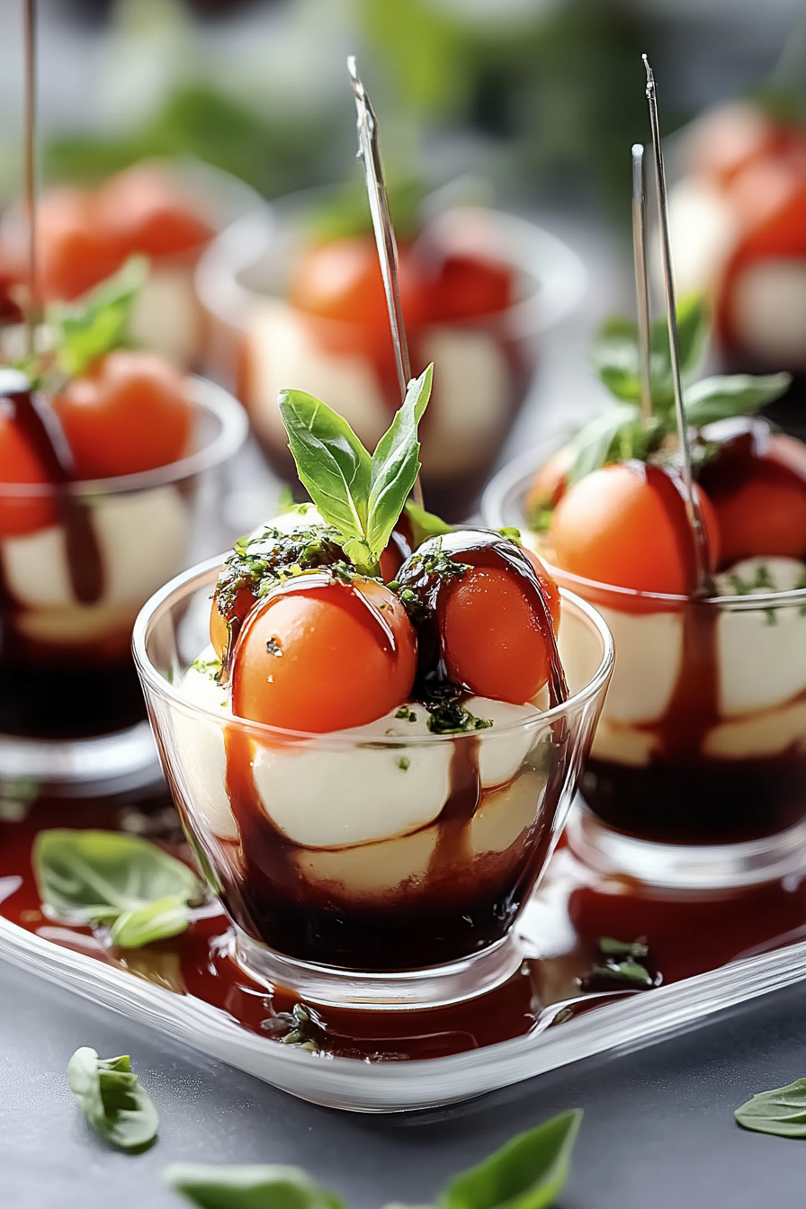 christmas mini caprese salad cups