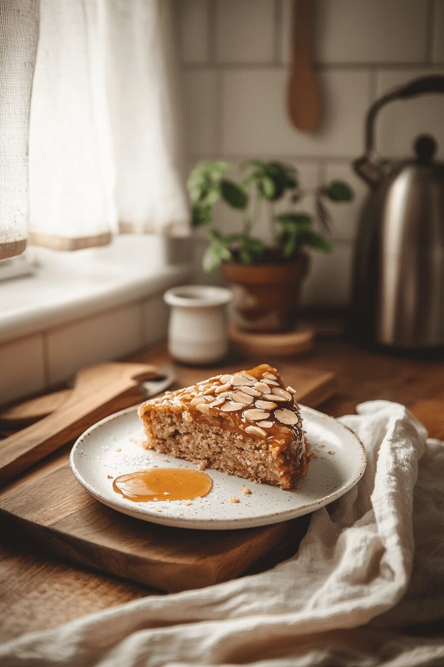 caramel soaked almond cake