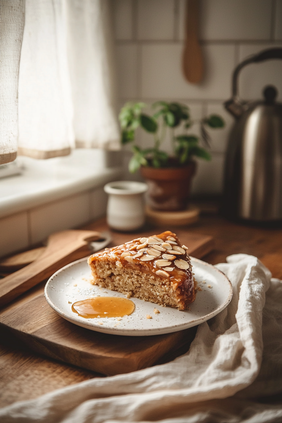 caramel soaked almond cake