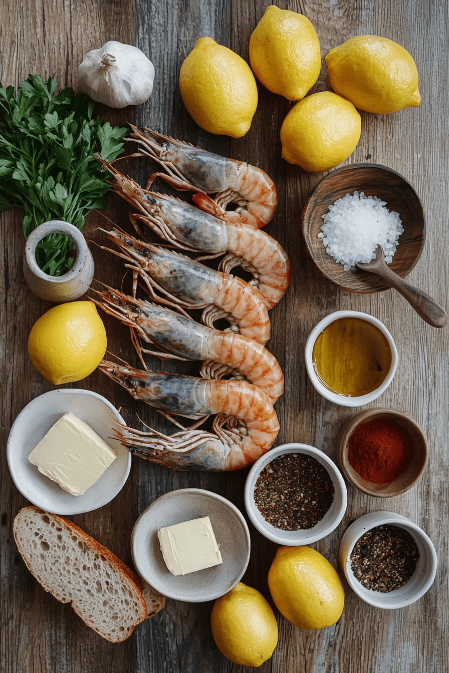 char grilled king prawns with lemon