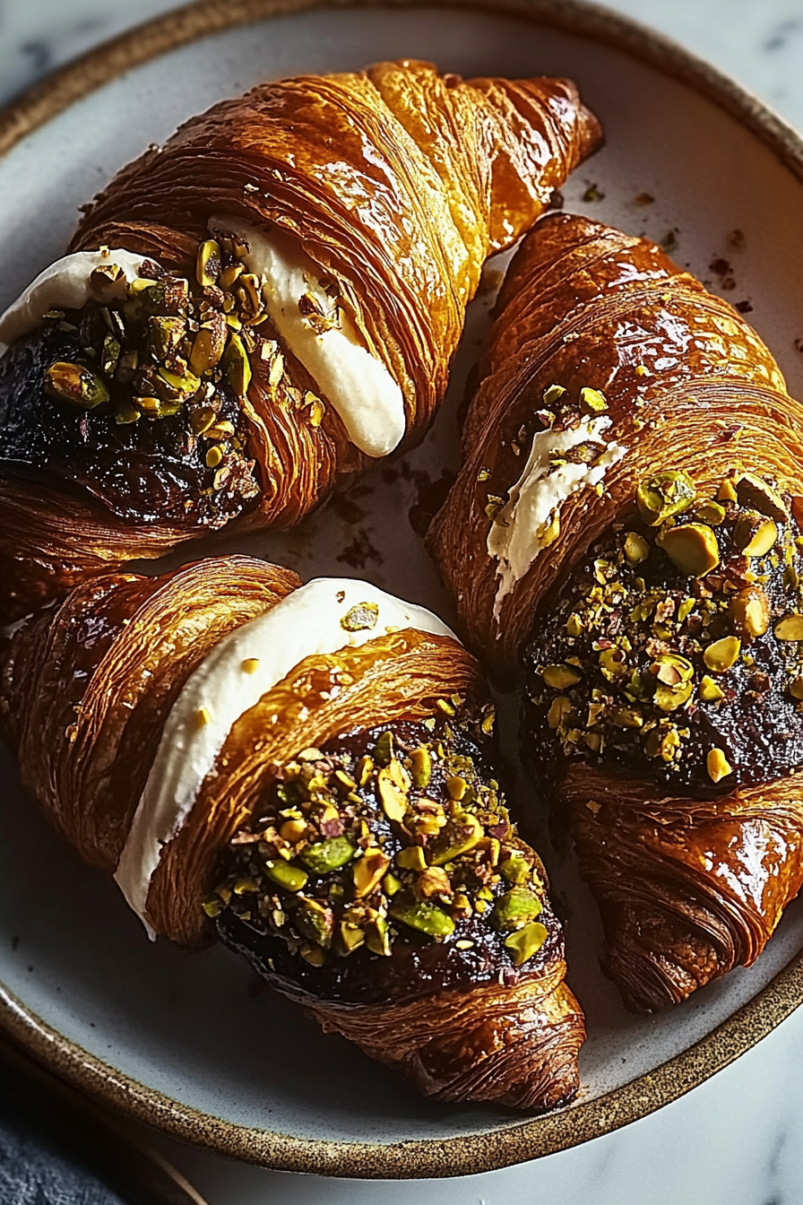 chocolate pistachio croissants