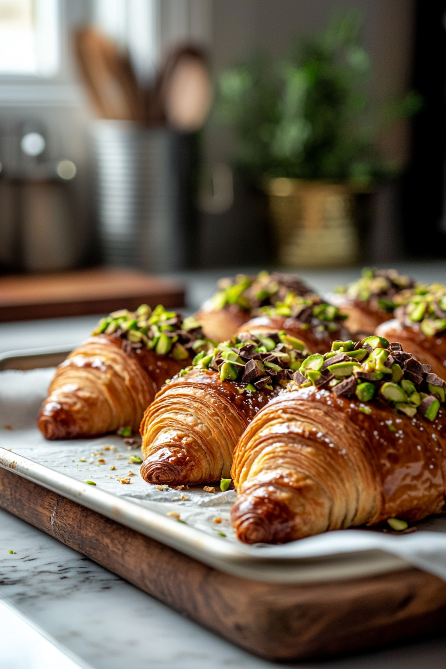 chocolate pistachio croissants