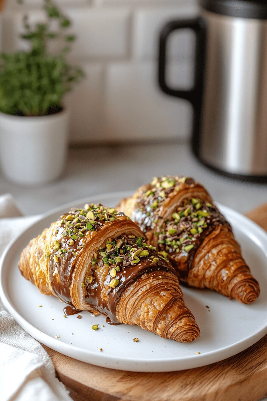 chocolate pistachio croissants