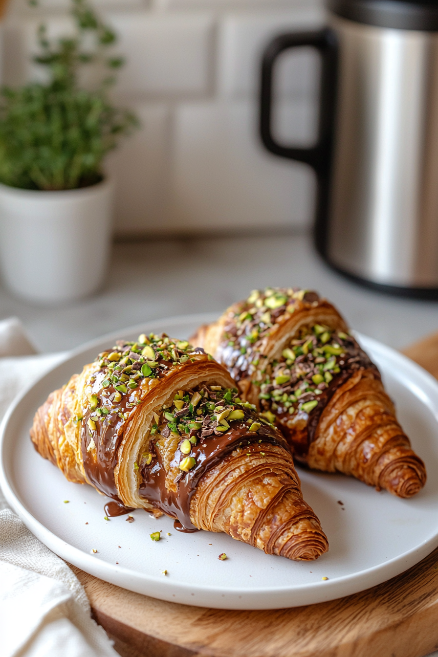 chocolate pistachio croissants
