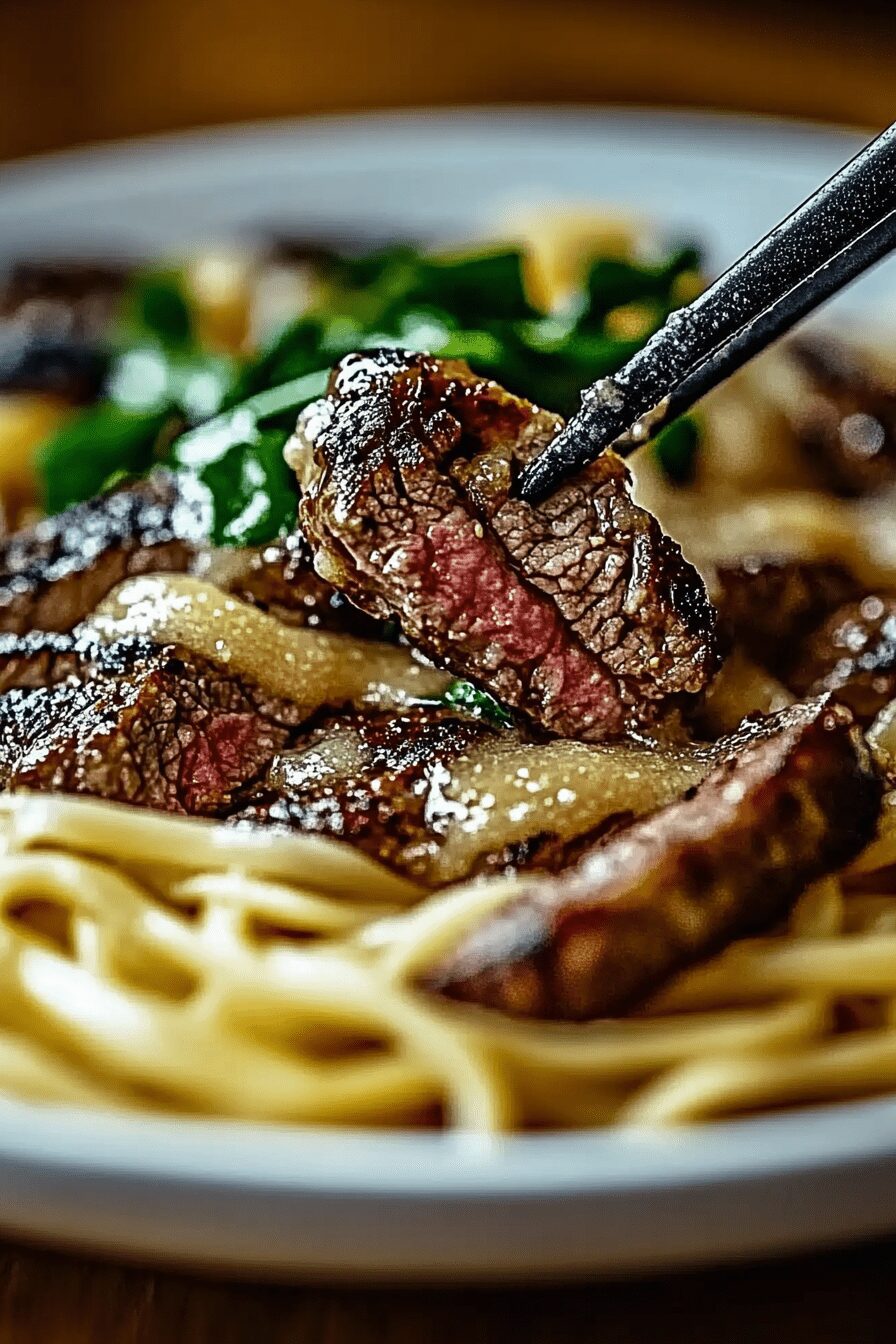 garlic butter steak lightning noodles