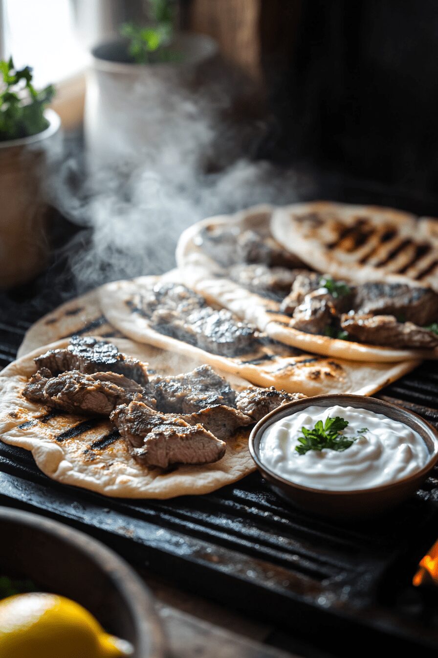 grilled lamb pitas