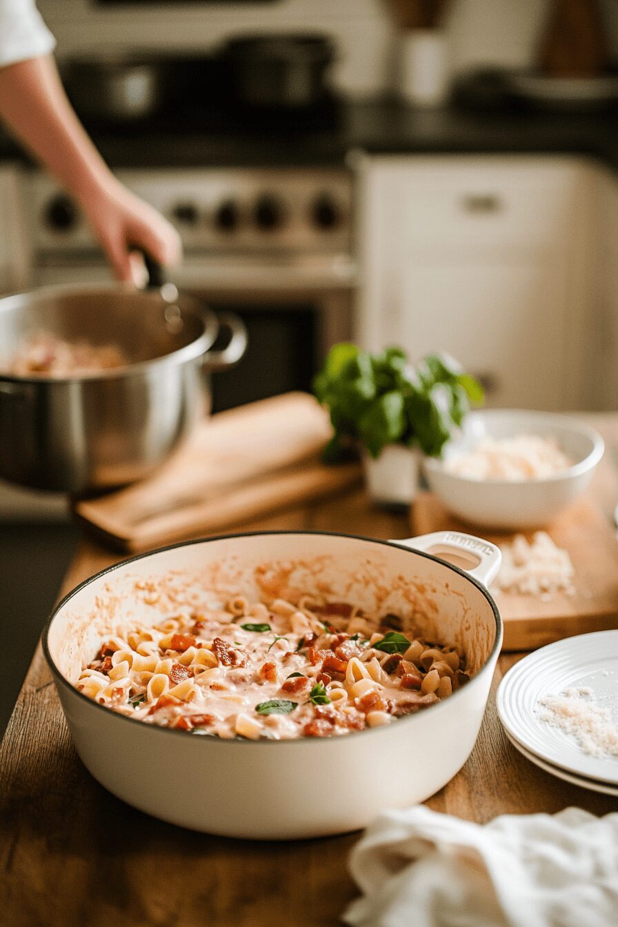 one pot rigatoni pink sauce