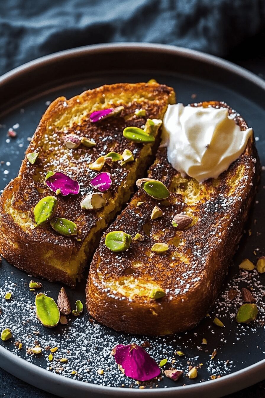 pistachio crusted saffron french toast