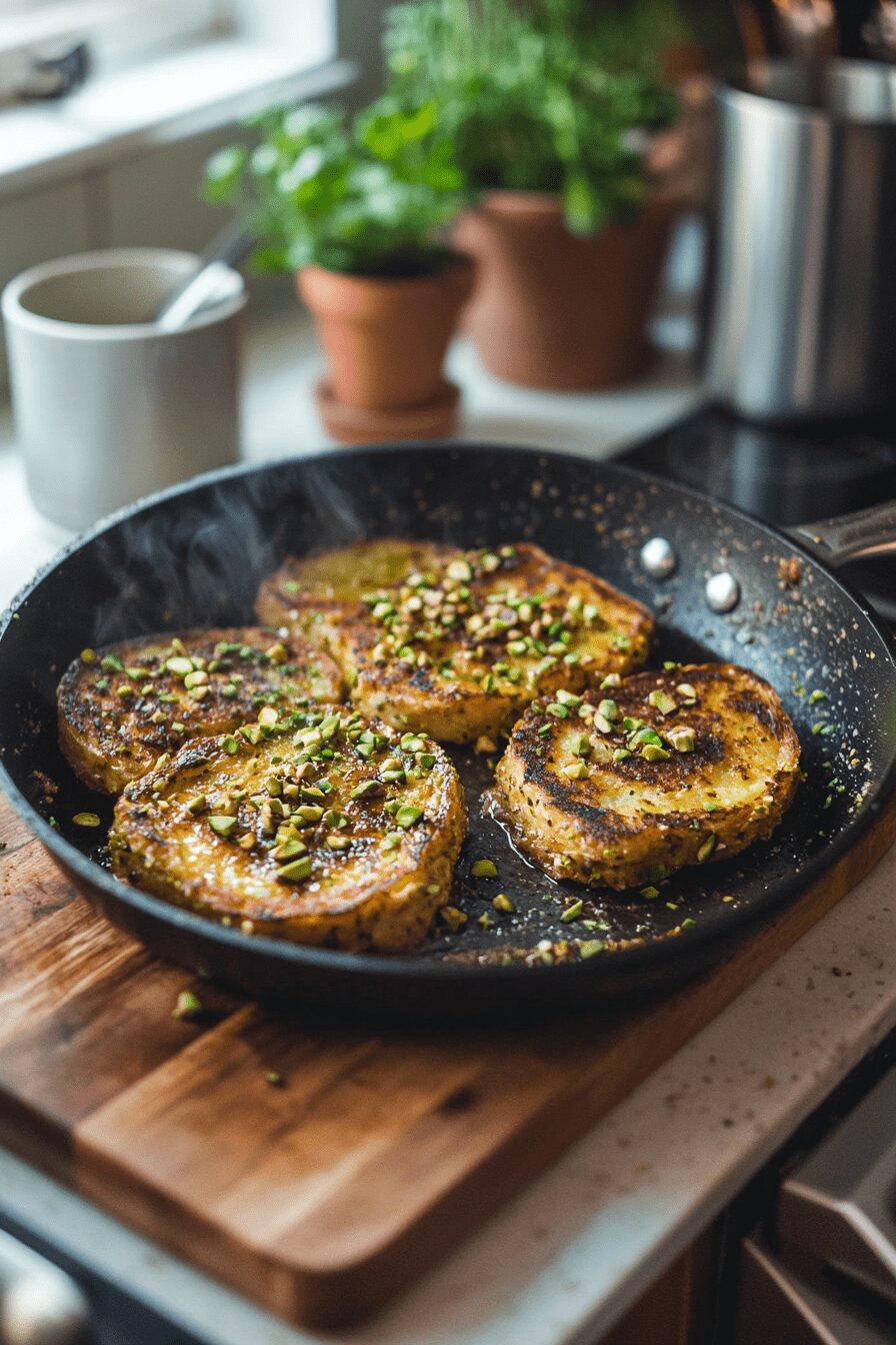 pistachio crusted saffron french toast