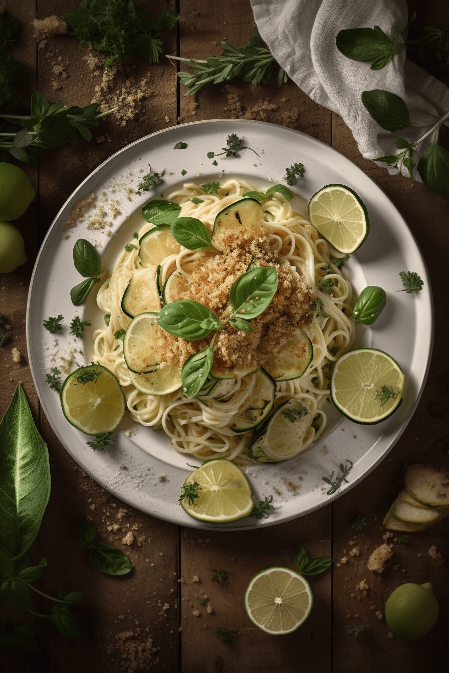 spaghetti with crispy zucchini
