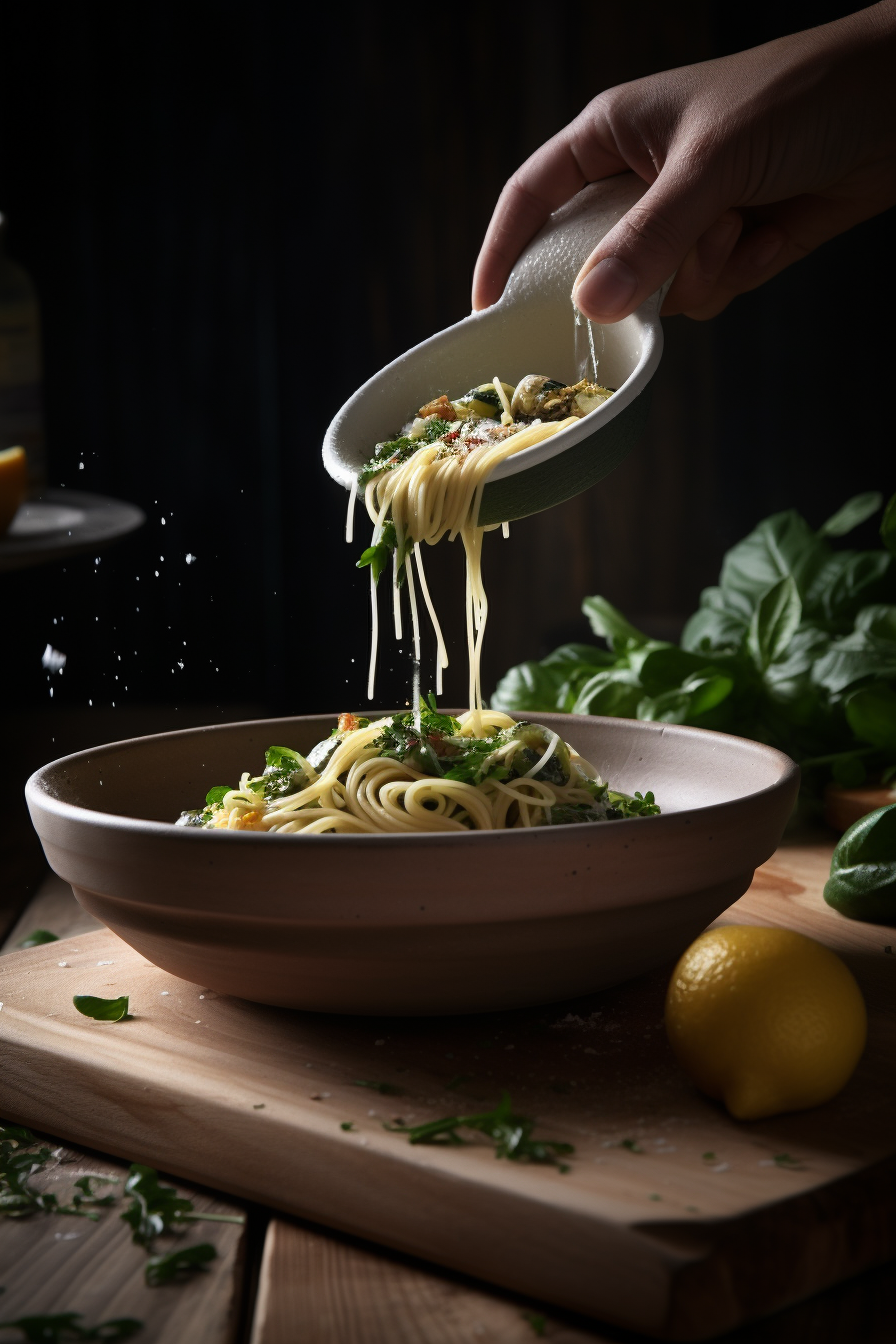 spaghetti with crispy zucchini