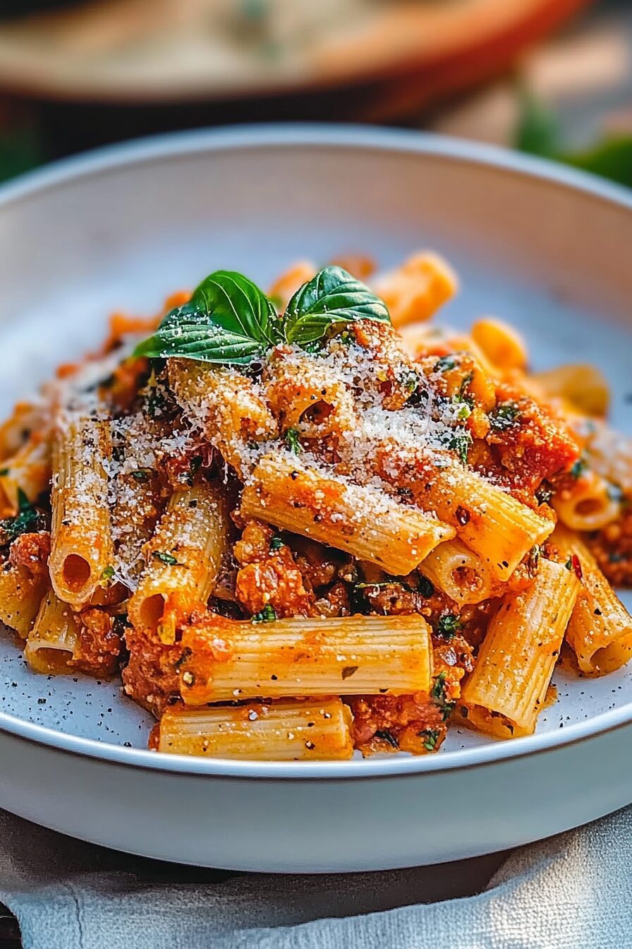 spicy basil rigatoni