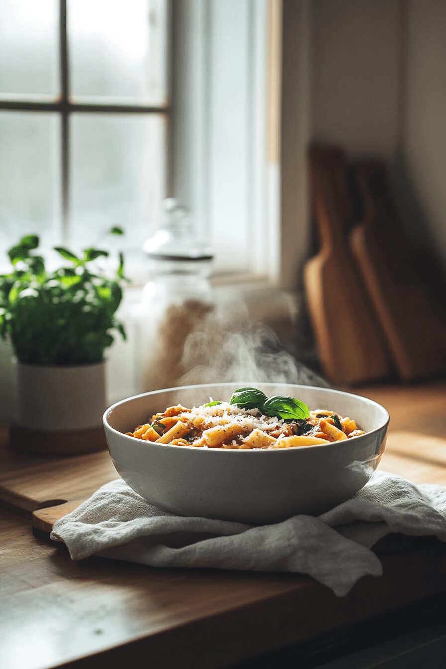 spicy basil rigatoni