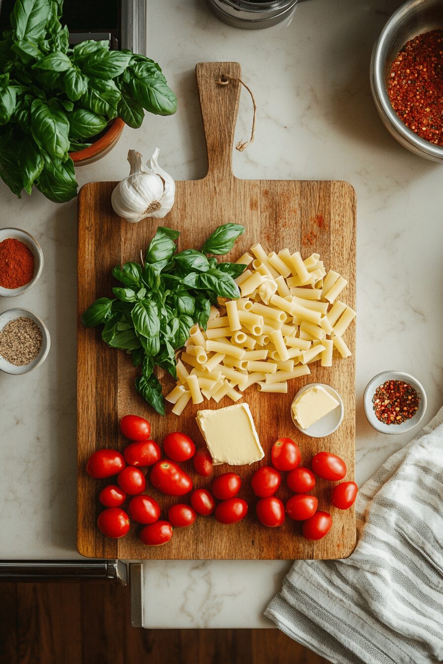 spicy basil rigatoni