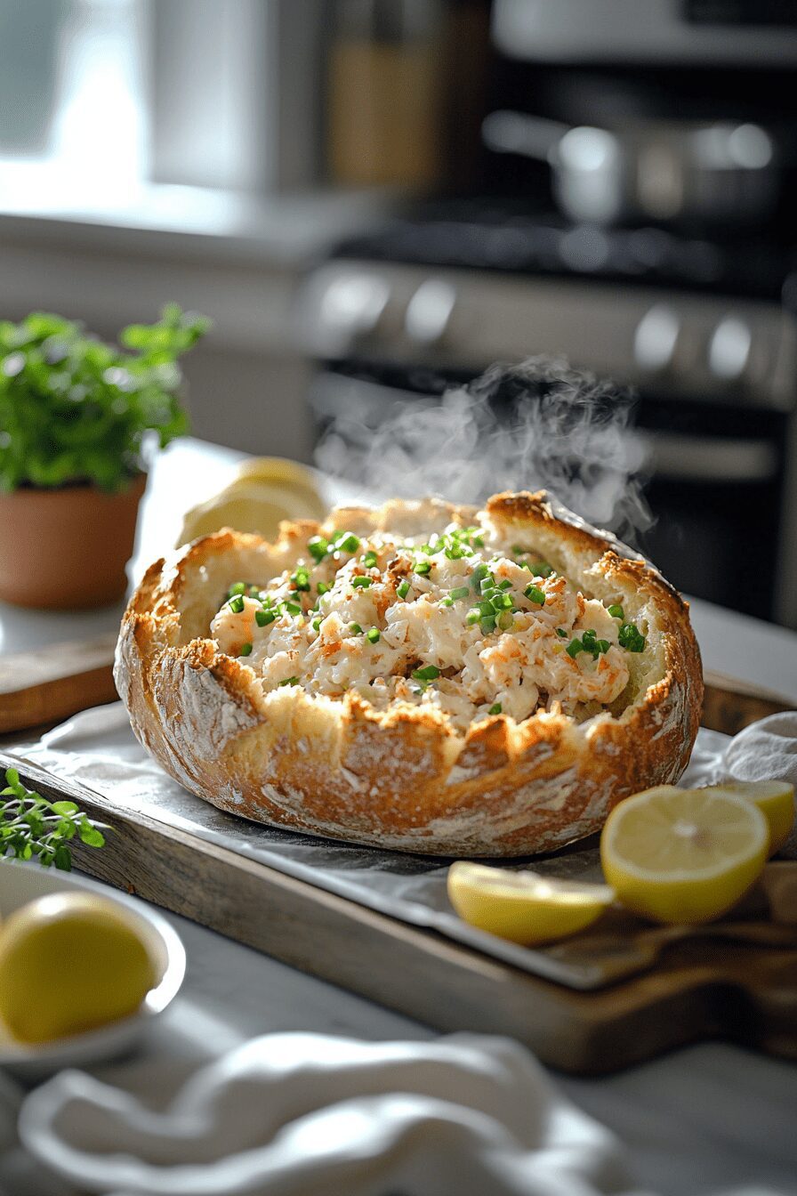 stuffed seafood bread bowl