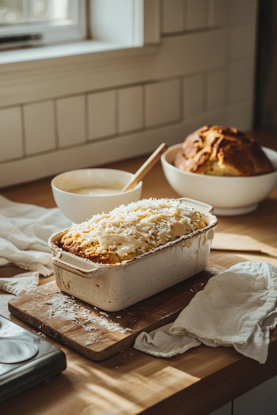 triple coconut loaf cake