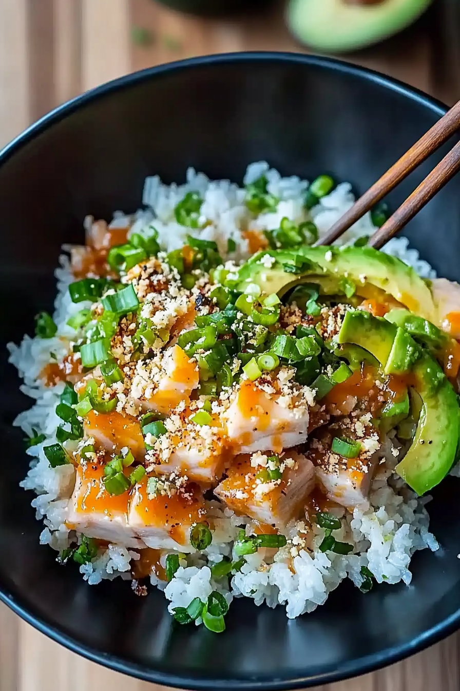 tuna avocado crispy rice salad