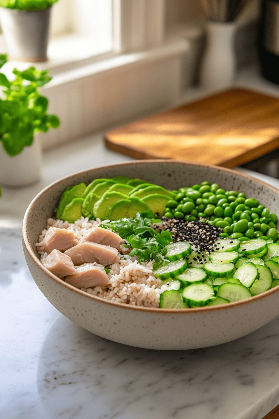 tuna avocado crispy rice salad