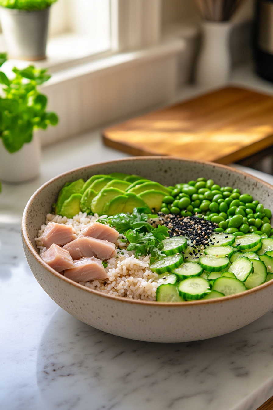tuna avocado crispy rice salad