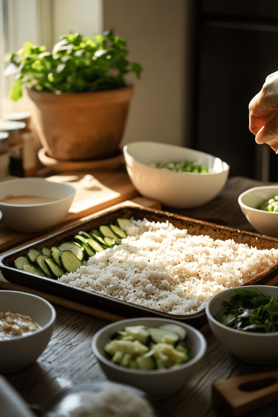 tuna avocado crispy rice salad