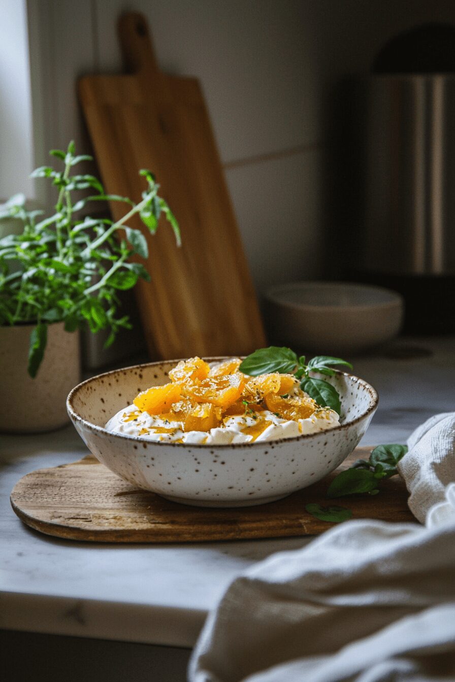 yoghurt cream sticky apricots filo wafer recipe