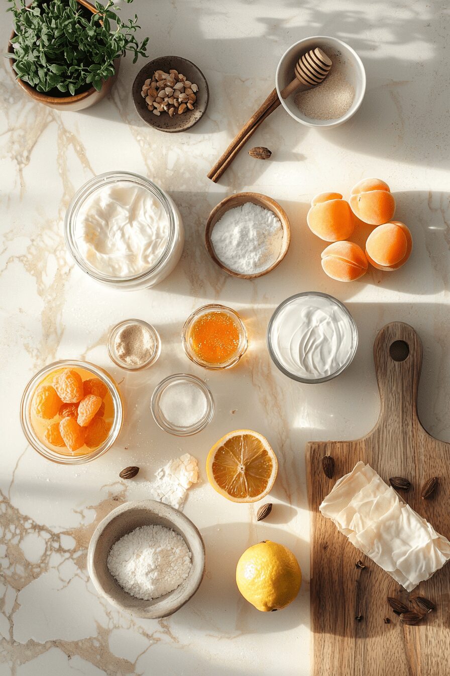 yoghurt cream sticky apricots filo wafer recipe