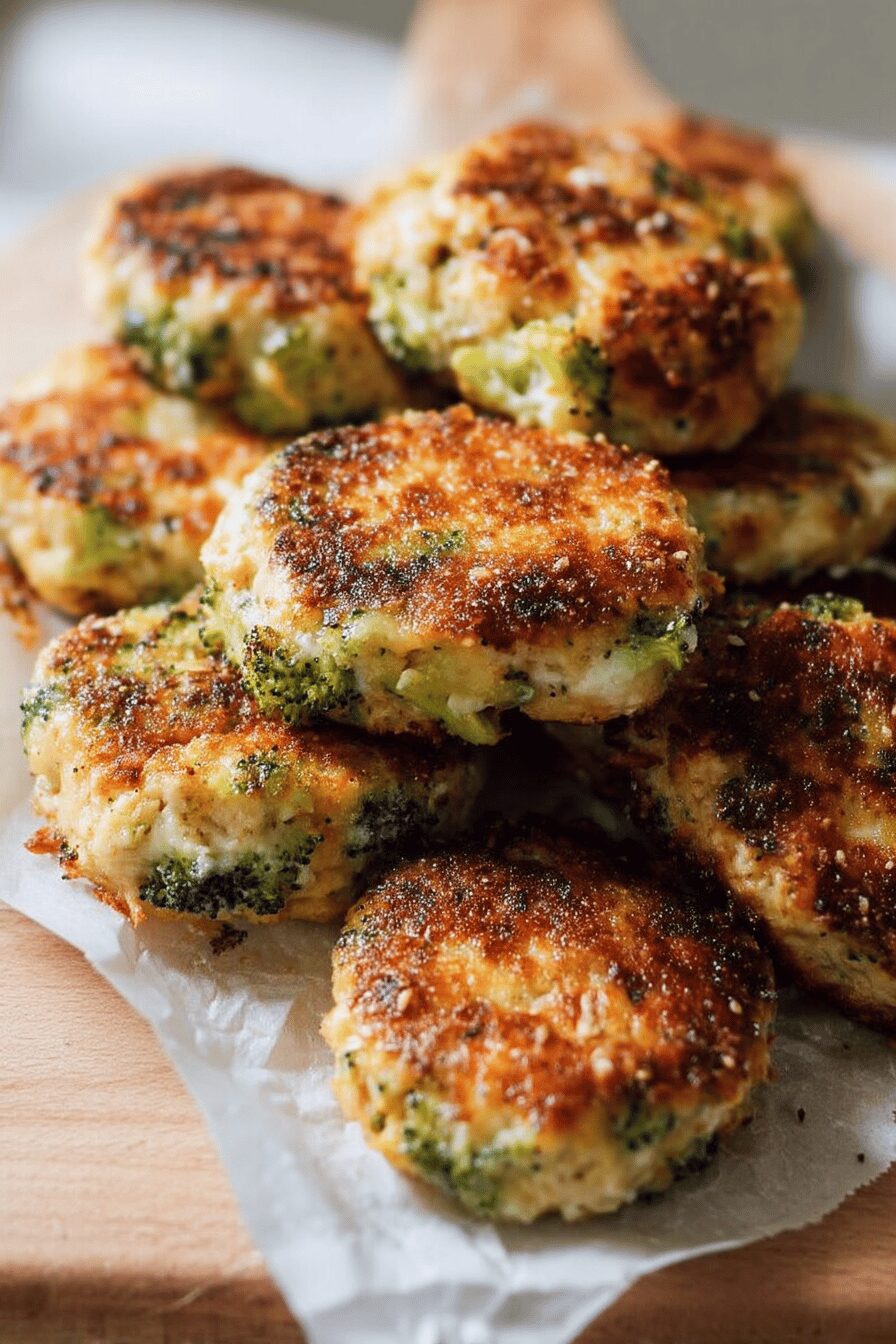 baked cheesy broccoli chicken patties