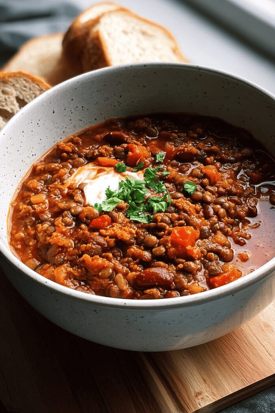 beef and lentil chili