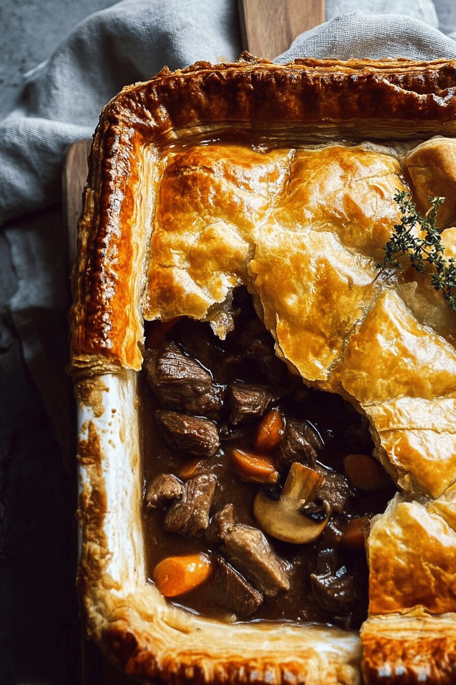 chunky beef and mushroom pie