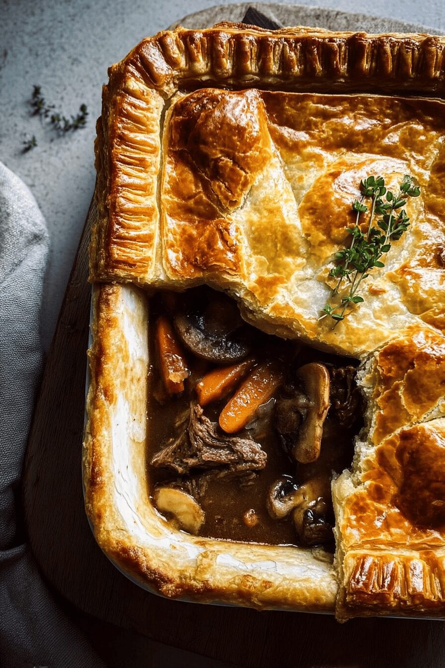 chunky beef and mushroom pie