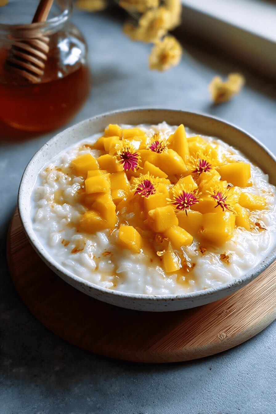 coconut mango rice pudding