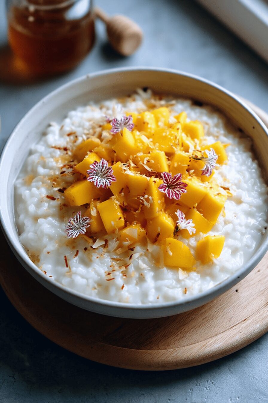 coconut mango rice pudding