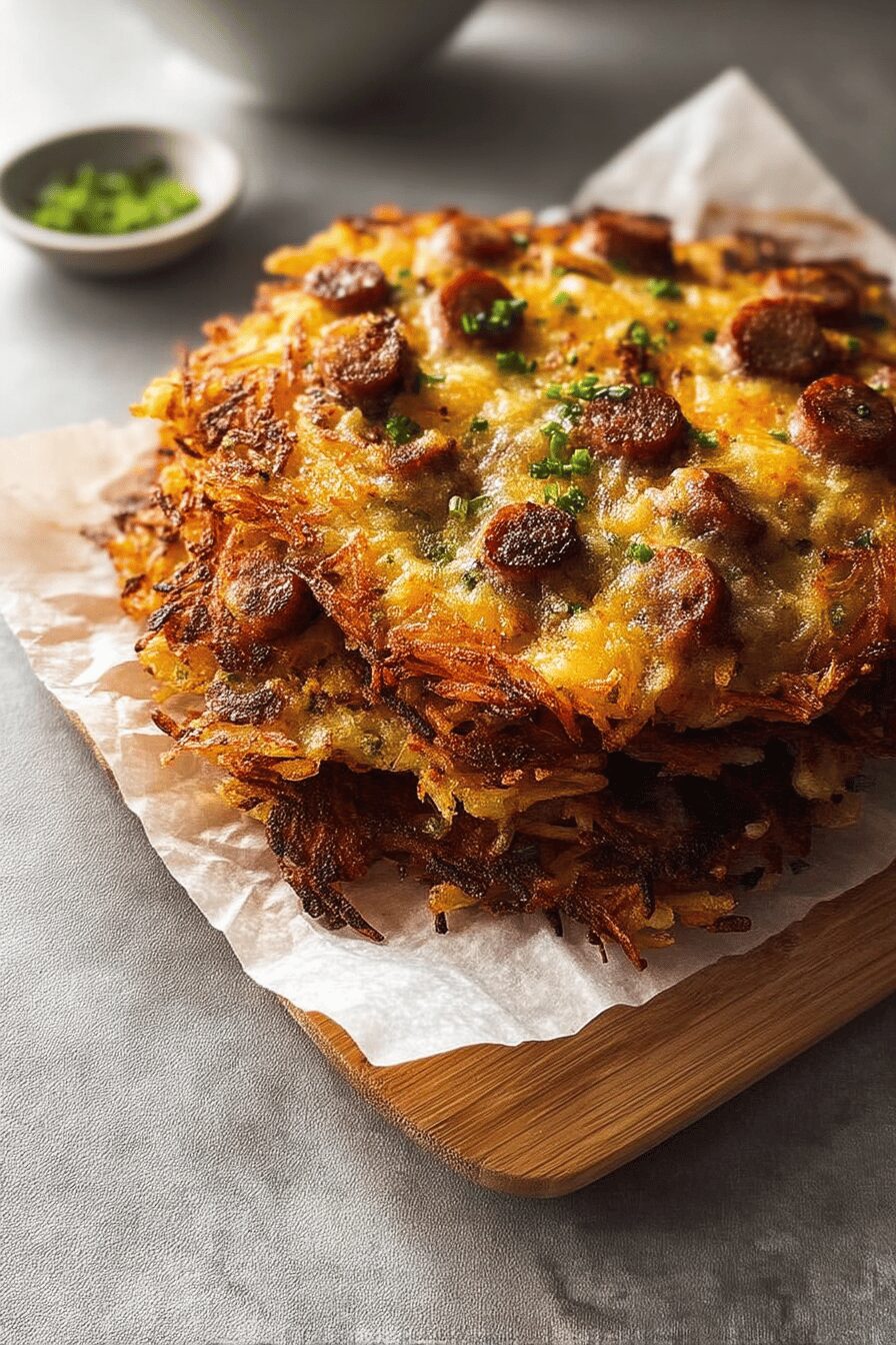 crispy cheesy sausage hash browns