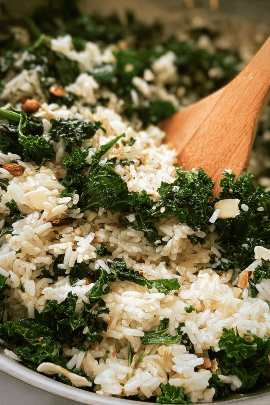 garlic butter rice with kale