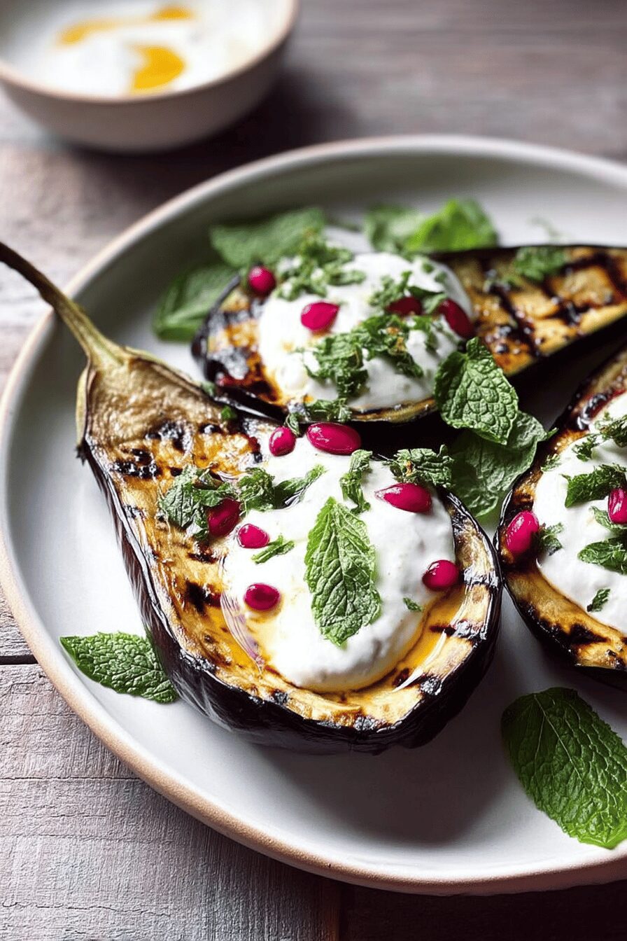 grilled eggplant with yogurt sauce