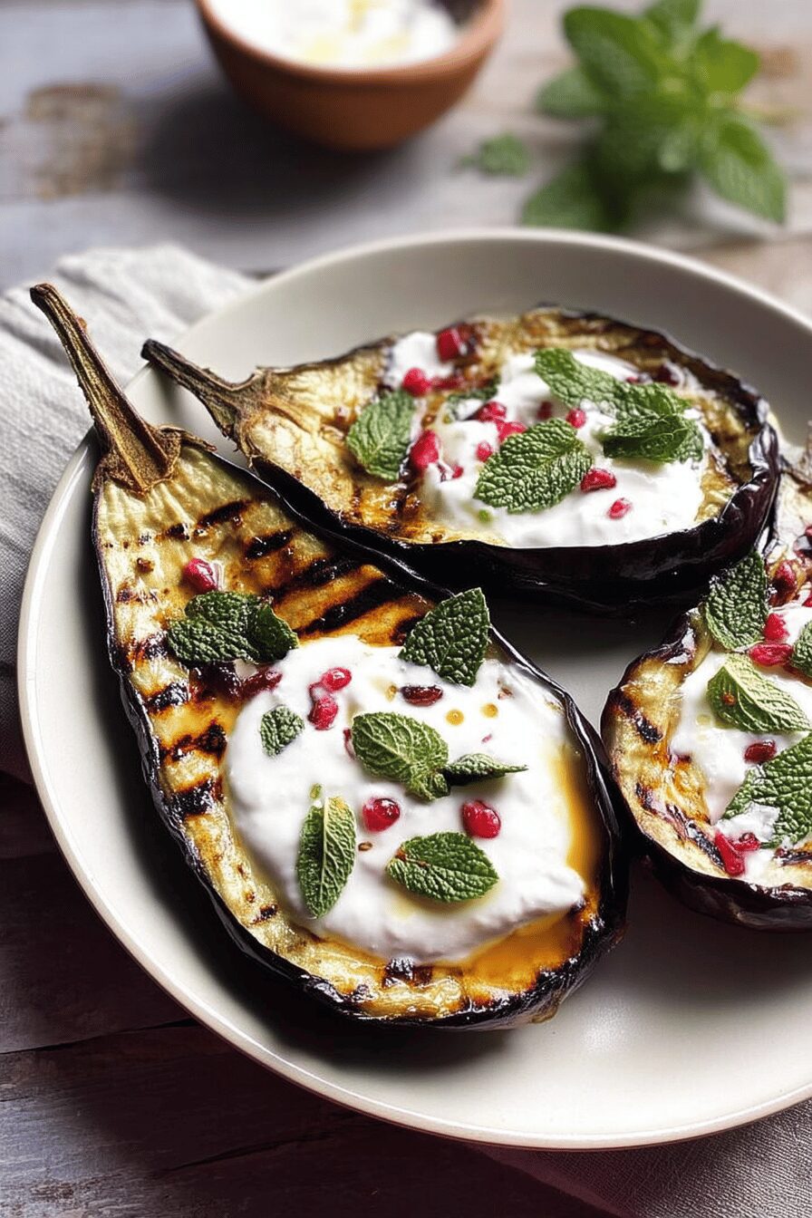 grilled eggplant with yogurt sauce