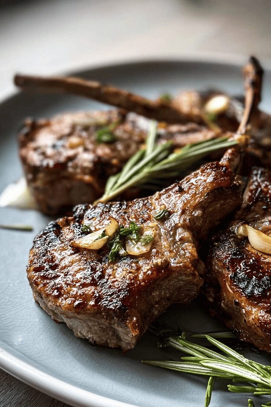 Grilled Rosemary Garlic Lamb Chops Recipe With Shrimp Stir Fry