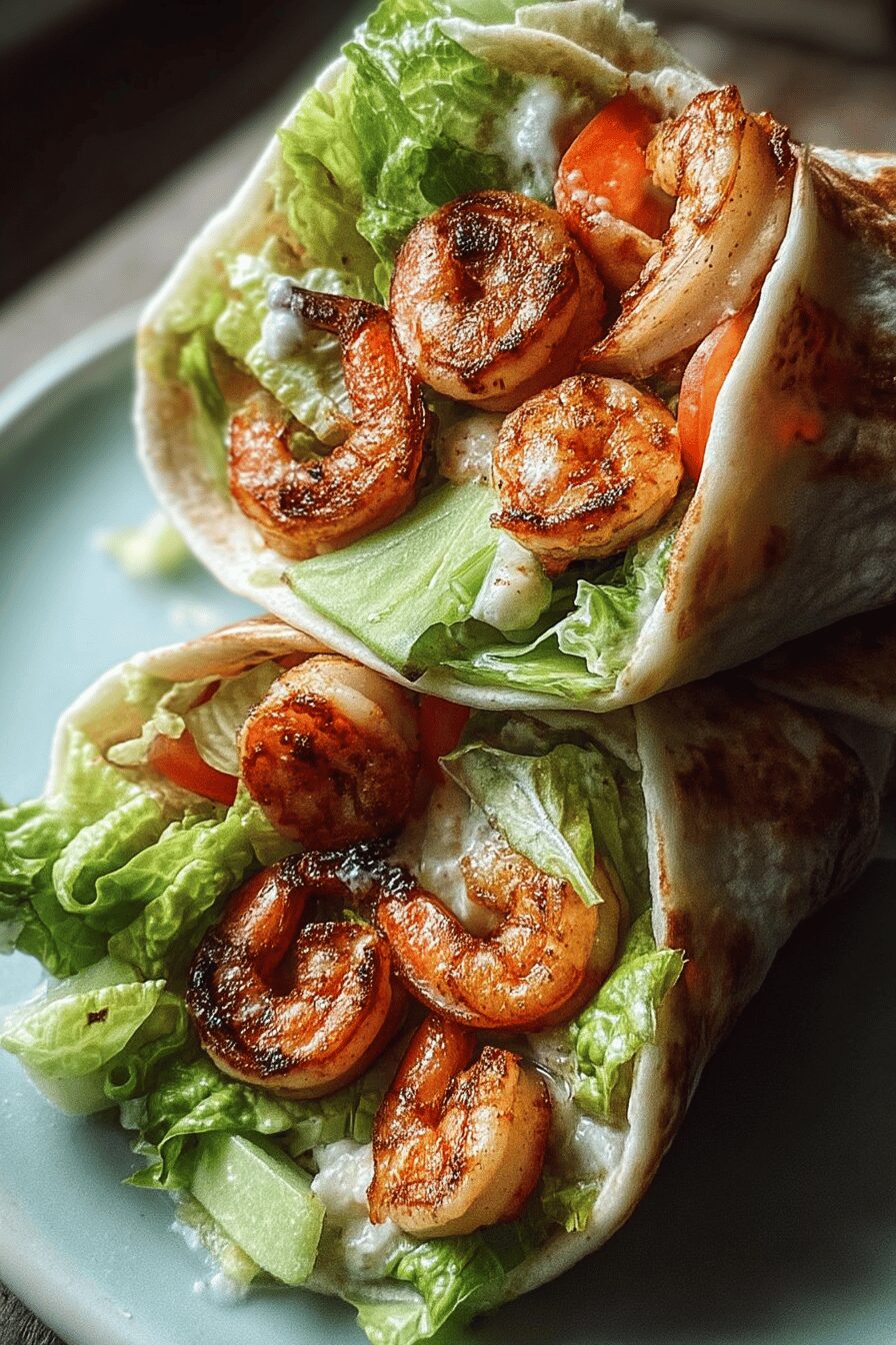 grilled shrimp caesar wraps