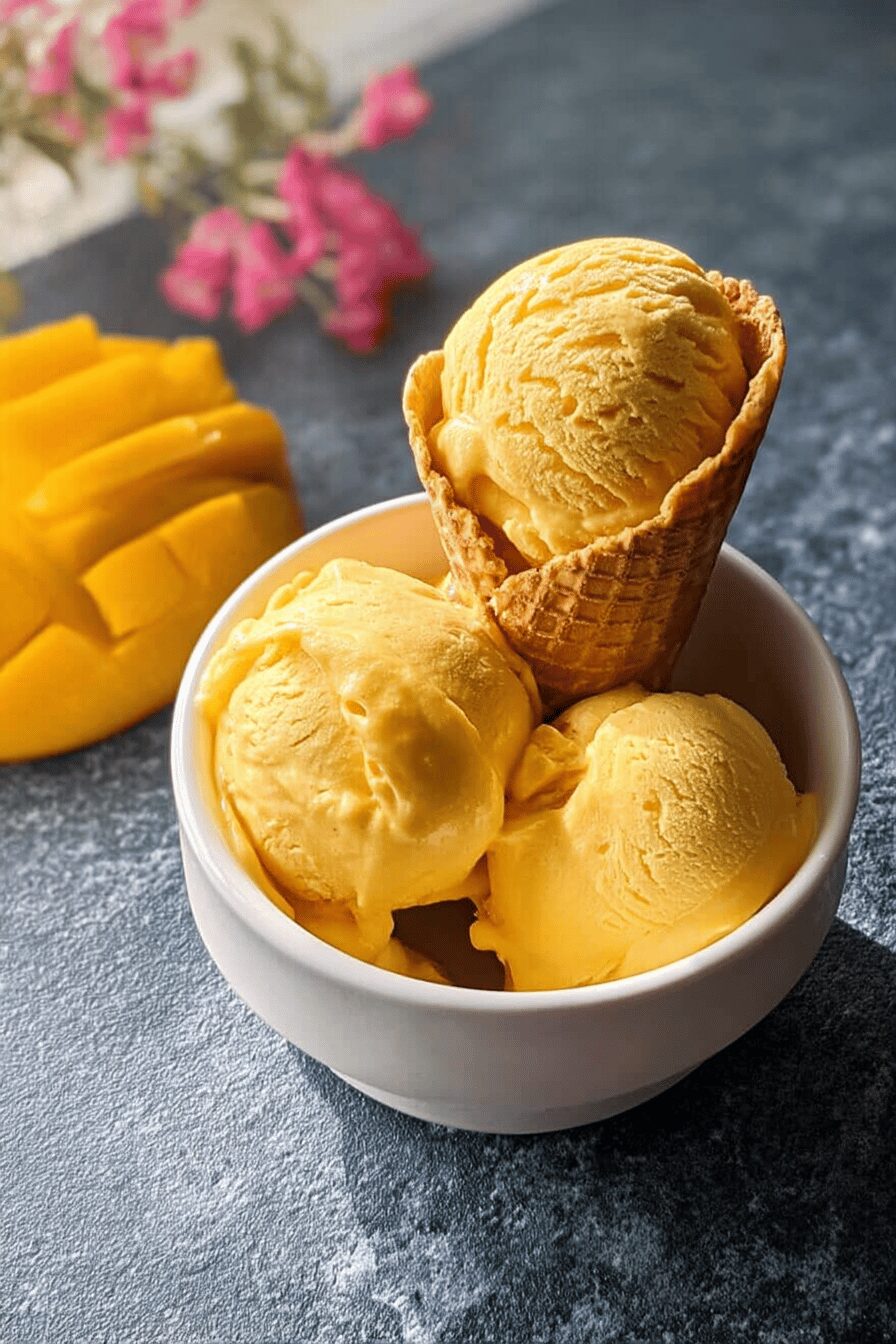 homemade mango ice cream