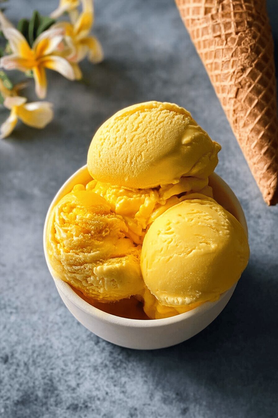 homemade mango ice cream