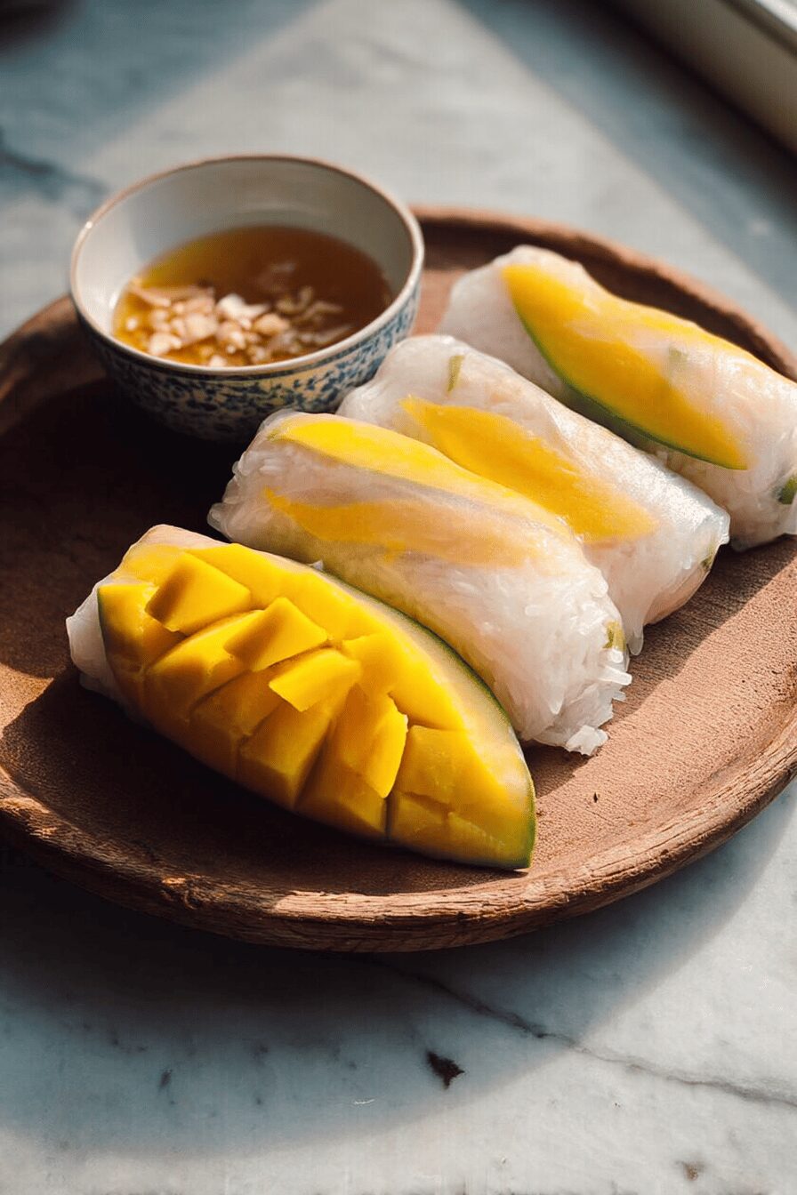mango sticky rice rolls