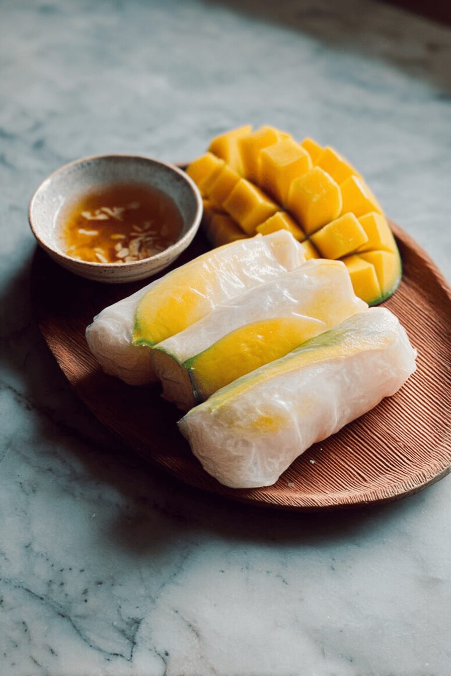 mango sticky rice rolls